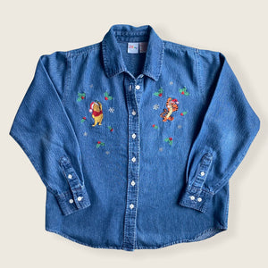 Winnie the Pooh & Tigger Denim Christmas Button Up